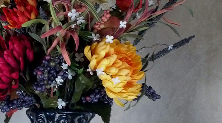 Custom faux autumn arrangement